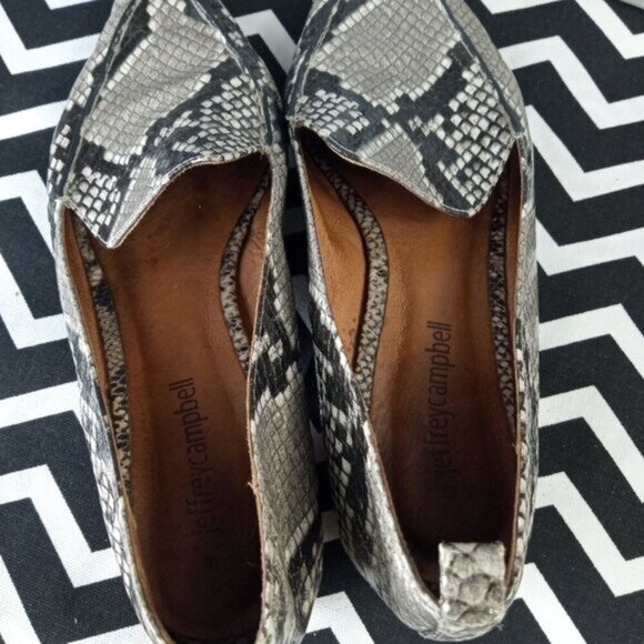 JEFFREY CAMPBELL viona faux snakeskin slide slip on loafer shoes sz 7.5 - Picture 4 of 7